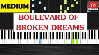 Boulevard Of Broken Dreams  Green Day  Piano Tutorial  Medium [upl. by Isawk]