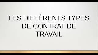 BTS TOURISME  EPT  DROIT  3 5 1 5 LES DIFFÉRENTS TYPES DE CONTRATS DE TRAVAIL [upl. by Anilad76]