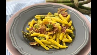 Pasta con crema di zafferano asparagi e speck [upl. by Champ]