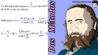 𝐌𝐎𝐋𝐄𝐒 𝐘 𝐃𝐄𝐍𝐒𝐈𝐃𝐀𝐃 Calcular el 𝐯𝐨𝐥𝐮𝐦𝐞𝐧 de tolueno C7H8 en 8 moles 𝐝𝐞𝐧𝐬𝐢𝐝𝐚𝐝 0867 gml [upl. by Ben]