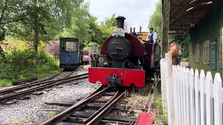 Peter departing Brockham on the industrial railway at Amberley working museum 14724 [upl. by Whitver407]