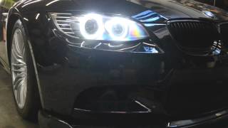 BMW M3 ONEighty Custom Headlights  e90 e92 e93 LED Angel Eyes LCi [upl. by Enelram]