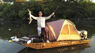 Camping in my Jon Boat on the Coast 2 Day Catch Cook Camp [upl. by Riella]