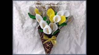 Como hacer flores de tela muy fáciles Alcatraces o calas DIY [upl. by Acillegna]