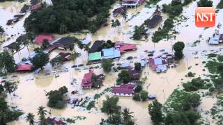 Aerial view of Kuantan flood [upl. by Boeke]