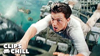 Tom Holland Has A Fight On The Plane  Uncharted Mark Wahlberg [upl. by Shutz]