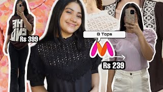 Myntra Tops TryOn Haul  Starting at Rs229 Trendy Tops Tshirts amp More Renigraphy [upl. by Zosema]