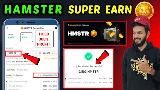 Hamster Super earn is live  Hamster 300 profit on hold  Hamster HMSTR Token Withdrawal  Airdrop [upl. by Nitaj]