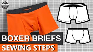 BOXER Briefs for Men DIY  Complete Sewing Steps  PDF Patterns Boutique Sew Along [upl. by Daahsar]