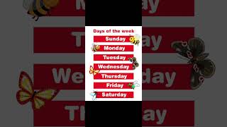 DAYS OF THE WEEKvocabulary english englishspeaking entertainment status study students [upl. by Yrannav]