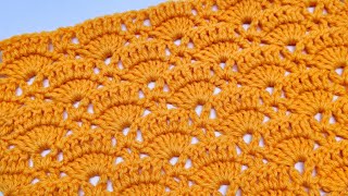 Easy Crochet Stitch For Blankets Scarfs  Botanical Shells [upl. by Lateehs]