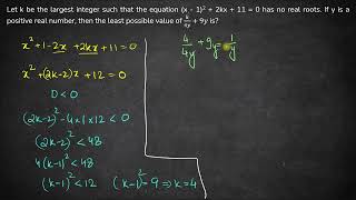 x  12  2kx  11  0 has no real roots  Quadratic  CAT 2023 Slot 2 Quant Solution  PYQs [upl. by Nnomae247]