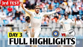 India vs New Zealand 3rd Test Day 3 Highlights  Ind vs Nz Test Highlights [upl. by Ardnoet]