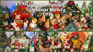 Sylvanian Families Christmas Market  DIY market little houseChristmas Set UpCalico Critters [upl. by Ginnie485]