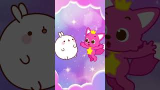 Finally we met Pinkfong and Molang make friendship colorful✨ Follow our friend MolangCartoon 💖 [upl. by Eednim]