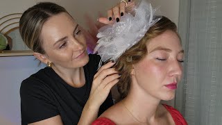 ASMR Perfectionist 1920s Elegant Hairstyle With Hair Curling amp Pinning  Flower Headpiece amp Fixing [upl. by Acireed]