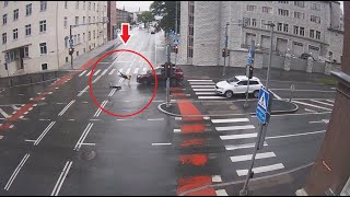 Electric scooter CRASH at crosswalk [upl. by Marabelle192]