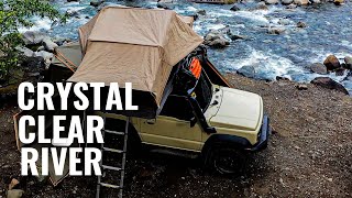 Car Camping near Abandoned mine  Relaxing crystal clear river sound  Suzuki Jimny JB74  035 [upl. by Ailalue]