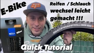 E Bike Reifen  Schlauch Wechsel leicht gemacht Quick Tutorial MTB  EMTB Hilfe beim Reifenwechsel [upl. by Elehcar]