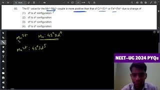 The E° value for the Mn3Mn2 couple is more positive than that of Cr3Cr2 or Fe3Fe2 due to ch [upl. by Vince]