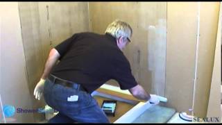 Tanking shower walls and fitting a Sealux Trim [upl. by Eiznekcam]