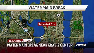 Water main break near Kravis Center [upl. by Nomde]