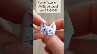 ANEL de papel em ORIGAMI  Dobradura de gato  how to make a paper ring tutorial diy [upl. by Poland]