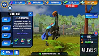 THERIZINOSAURUS GEN 2 AMBER EVENT DEFEAT 3 OPPONENTS  JURASSIC WORLD THE GAME [upl. by Guillemette]