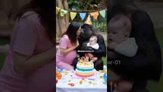 Gorilla birthday 🎉🎂 funny bgm bgmland sorts ytshorts trending video [upl. by Ekeiram]