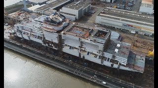 4K  MSC Bellissima under construction at Chantiers de l’Atlantique St Nazaire  March 2018 [upl. by Anovad]