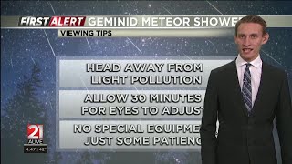 First Alert Meteorologist Brian Barrett Geminids Meteor Shower as Live [upl. by Seditsira]