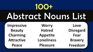 A List of Abstract Nouns 100 common abstract Nouns English Vocabulary [upl. by Grishilda]