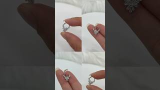 Hinged Segment Ring with Baguette CZ Flower and 2 Round CZ on Each Side– Surgical Steel PVD 16 Gauge [upl. by Anatolio853]