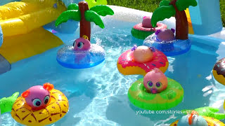 Nerlie Babies Play with Floaties in the Swimming Pool  Toys and Dolls Fun  Sniffycat [upl. by Read]