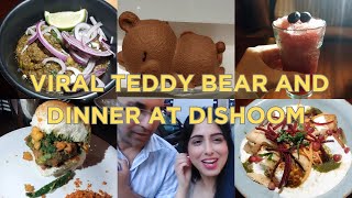 EATING VIRAL TEDDY BEAR  DINNER AT DISHOOM  FUN NIGHT OUT IN LONDON [upl. by Eiramanel980]