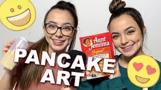 Pancake Art Challenge  Merrell Twins LIVE [upl. by Hnilym]