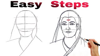 How to Draw Savitribai Phule step by step  Easy Drawing Tutorial [upl. by Nomma215]