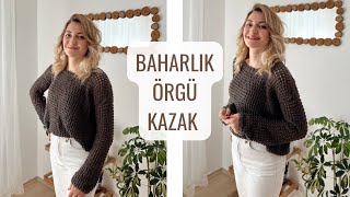 BAHARLIK ÖRGÜ KAZAK 🌸SALAŞDÖKÜMLÜ ÖRGÜ KAZAK YAPIMI knitting [upl. by Brindle]