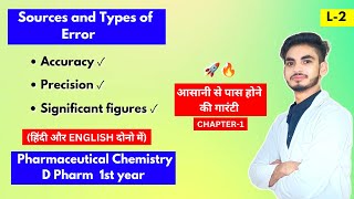 L2। CH1। Sources and types of errors in Pharmaceutical chemistry। Accuracy। Precision। D Pharm। [upl. by Malin]