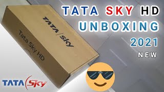 TATA SKY New HD Set Top Box Unboxing Video 2021  BoxRemoteHDMICableLNB AntinaCableBattery [upl. by Chemash]