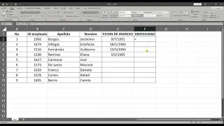 Calcular Antigüedad en Excel 2019 [upl. by Irtimid]