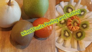 Peeling and cutting fruits and arrangeMixed fruits 😋 🍏🍐🥝🍊ASMR [upl. by Raclima]