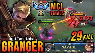 MCL FINALS 29 Kills Granger Best Build amp Emblem Auto SAVAGE  Build Top 1 Global Granger  MLBB [upl. by Aerdnaed]