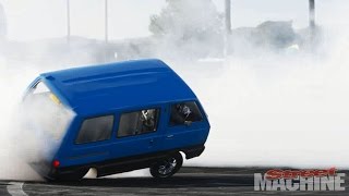 V8 SUZUKI VAN FLIPS DURING BURNOUT [upl. by Nnylyaj]