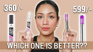 Essence False Lashes Mascara VS Maybelline New York Falsies Lash Lift Mascara Which one is BETTER [upl. by Ayn]