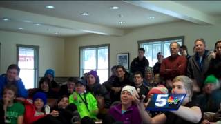 Students coach react to alumnus Olympic win [upl. by Htennek514]