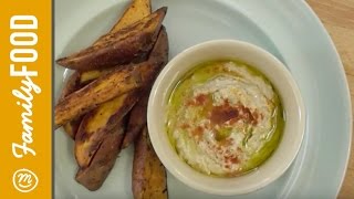 Spiced Sweet Potato Wedges with Cannellini Bean Houmous  FAMILY RECIPES From Channel Mum [upl. by Haneekas]