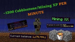 Largest and Fastest Mining XP Farm Hypixel Skyblock 1200 CobblestoneXP Per Minute [upl. by Rennat]