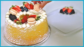 CHIFFON CAKE alla Vaniglia Sofficissima Decorata con panna e frutta [upl. by Sellma]