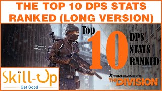 The Division  Top 10 DPS Stats Ranked Long Version [upl. by Lilllie]